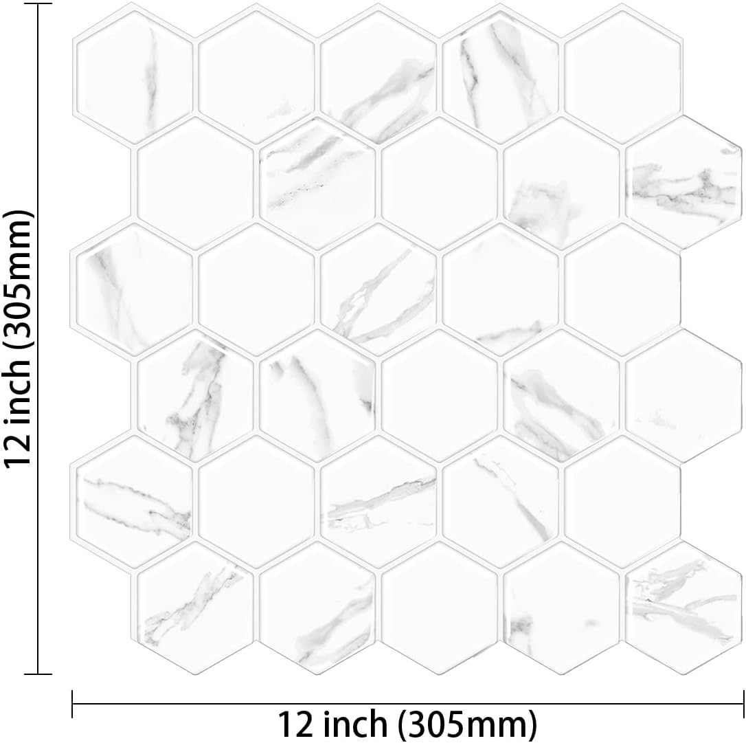 Tic Tac Tiles Peel and Stick Tiles in Thicker Hexagon and Herringbone