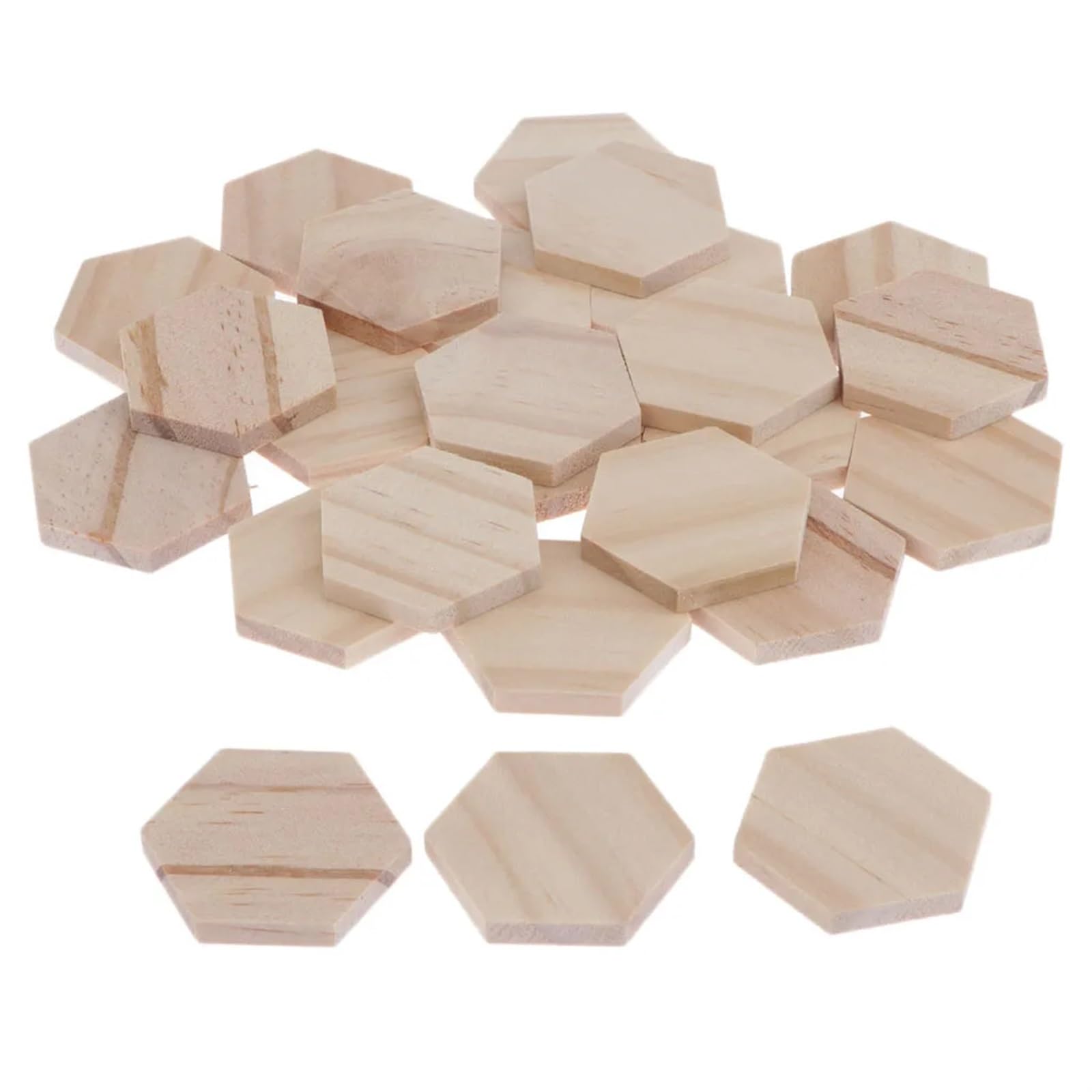 Plastry drewniane do rękodzieła Unfinished Hexagon Wooden Chips 38x32mm Pack Of 25 For Arts Crafts Board Games
