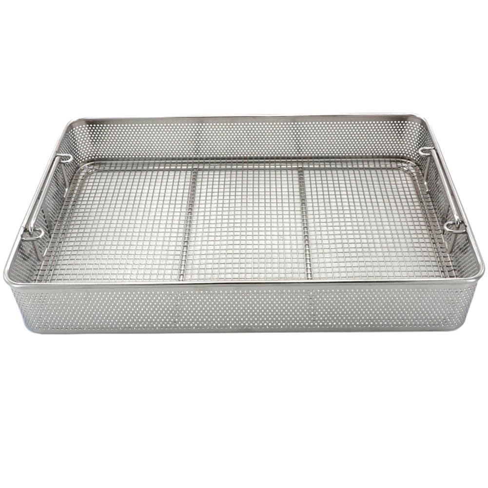Cestello per sterilizzazione in Acciaio Inossidabile Cestelli Perforati a Maglie Costruzione Perforata Strumenti ortopedici ORL(30 * 20 * 7cm)