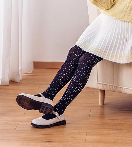 LUCKELF Girls Glitter Tights, Soft Opaque Tights Sparkle Rhinestone Tights School Dress Dance Stockings(Black,4-6 Years)
