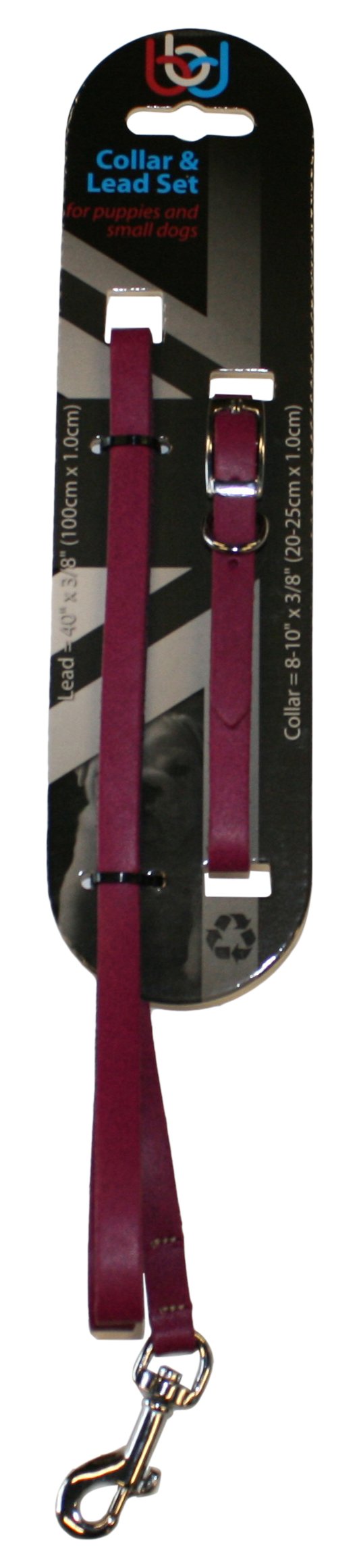 BBD Pet ProductsLeather Puppy Collar and Lead Set, 8-10-Inch, Boysenberry