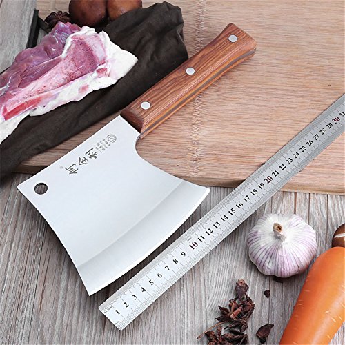 Best Quality 🔥 Professional Bone Cleaver Knife Stainless Steel Wood Handle Heavy Duty Chinese Kitchen Knife Chef Knife Meat Cutter