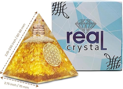 Miniatura 8 de Pirámide de orgonita citrina, pirámide de cristal curativo, pirámide de piedras preciosas de cristal para meditación, motivación, positividad, hecha