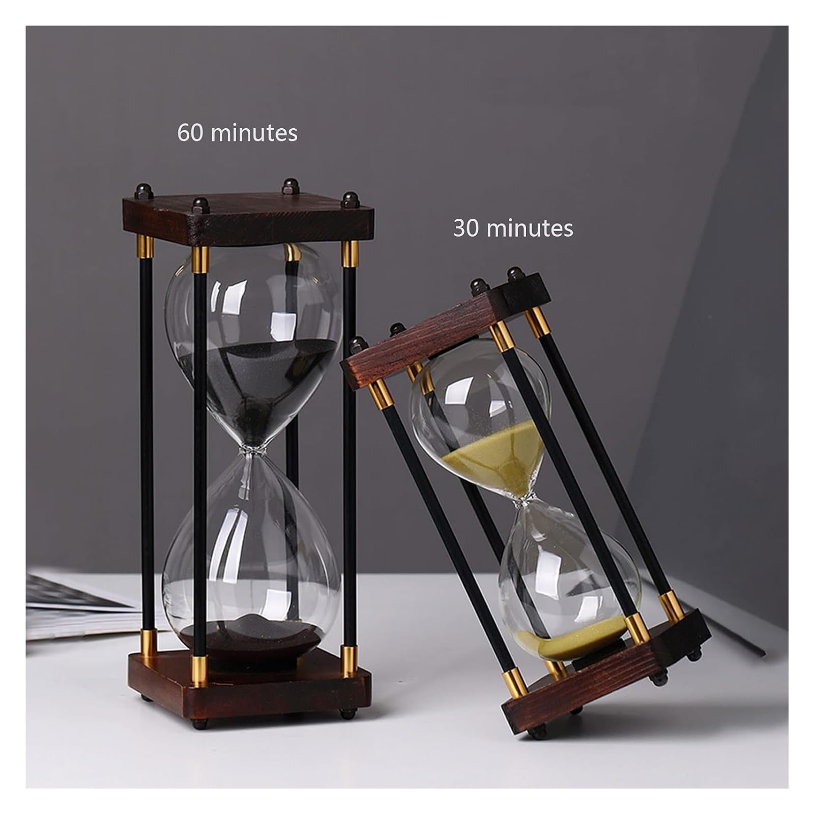 Reloj de Arena, Temporizador de Arena, Reloj de con Temporizador y Doble protección for niños, Asistente de gestión del Tiempo, Regalo Creativo.(Black,30 Minutes)
