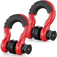 VEVOR 3/4" D-Ring Shackle Red w/7/8" Screw Pin - 62,832 lbs Break Strength, Heavy Duty Off-Road Recovery for Trucks Jeeps ATVs