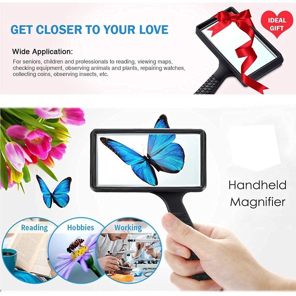 Magnifyiglasses Lente d'Ingrandimento Rettangolare Portatile 5X Readimagnifyiglass Grandi Occhiali da Vista per Libri Mappe Hobby Learnifault Finding