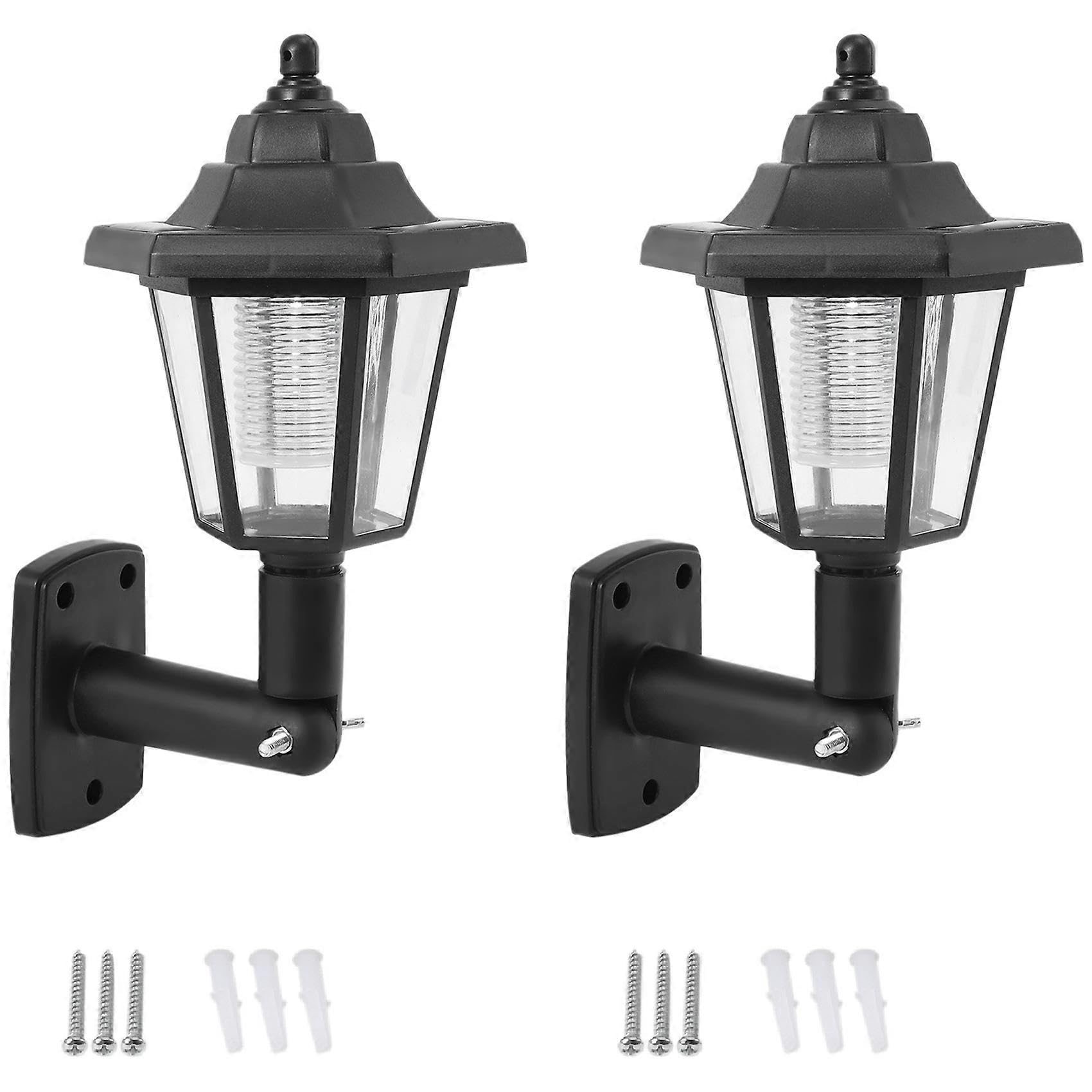 Joyhappst Image Color 2 X Solar Powered Led Outdoor Garden Fence Wall Lantern Light Lamp Light Sensor