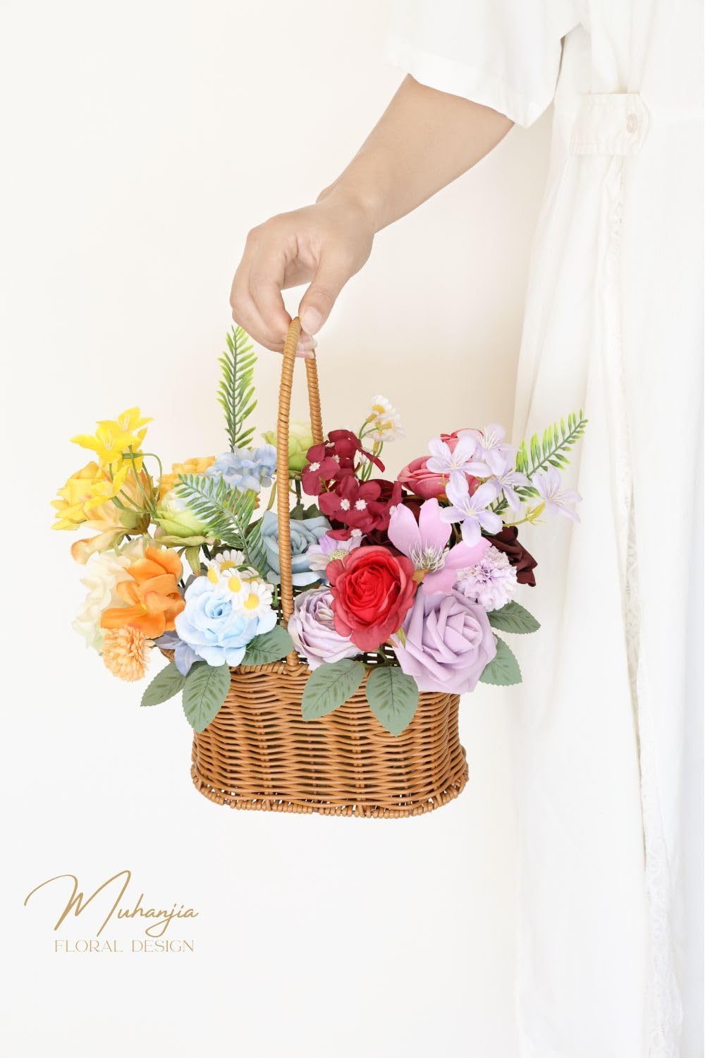 38pcs Artificial Flowers Box Set, Silk Fake Flower for DIY Wedding Bridal Bouquet Corsage Centerpieces Decor Floral Arrangement Decor (Rainbow) - Image 3