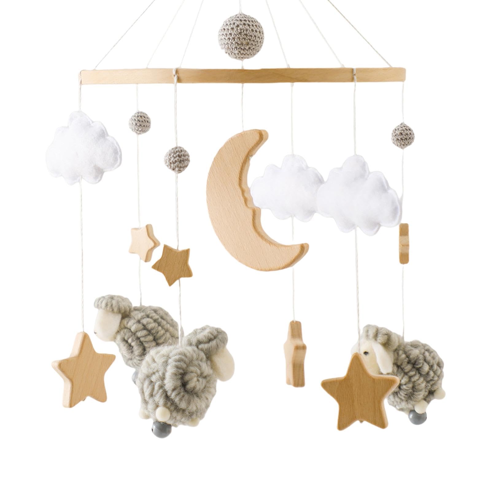 Almencla Giostrina per Culla, Sonagli per Neonati, Decorazioni per, Ornamenti in Feltro, Decorazione Da Appendere, Campanellino, grigio