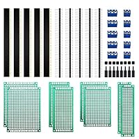 VooGenzek 36 Stück PCB Board Kits, 8 Stück Doppelseitige Leiterplatten Prototypkarten + 10 Stück Male/Female Header Connector + 10 Stück 2/3Pin Schraubklemme + 8 Stück Nylonsäule