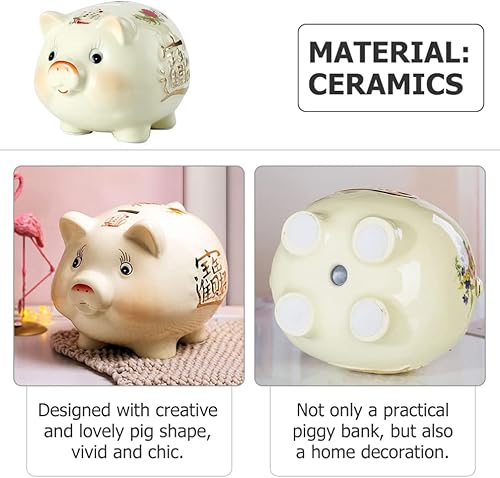 Miniatura 7 de LIFKOME Alcancía de cerámica para niños y adultos, creativa, divertida, para decoración del hogar, caja de dinero de 6.3 x 5.3 x 4.7 pulgadas, caja