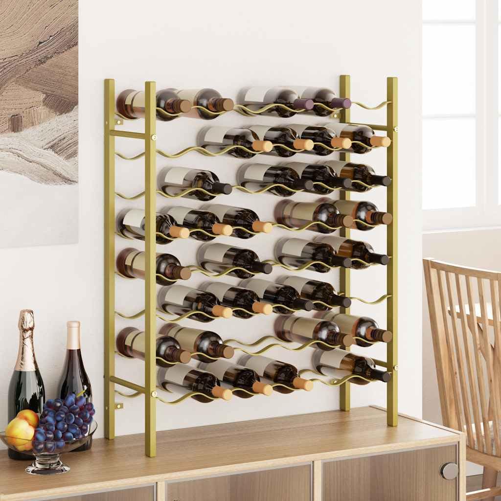 Botellero para 48 botellas de metal dorado con 8 niveles, diseño moderno, ahorro de espacio para cocina, comedor, bar, sótano, adecuado para vino, bebidas y vasos, almacenamiento estable