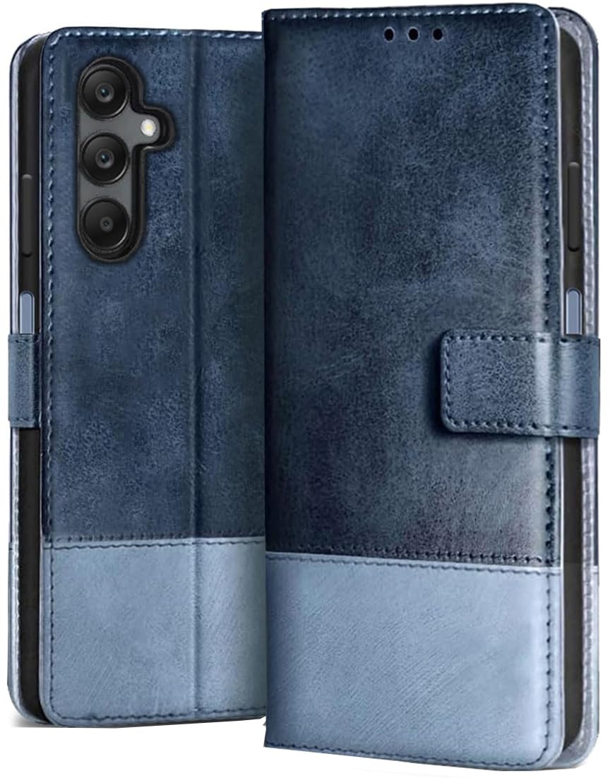 SHINESTAR Ultimate Dual Shade Leather Finish Flip Back Cover for Samsung Galaxy M55 5G | Inside TPU & Inbuilt Stand | Wallet Style Back Cover for Samsung Galaxy M55 5G Flip Cover | - Ice Blue (B0D1P1JC38) Amazon Price History, Amazon Price Tracker