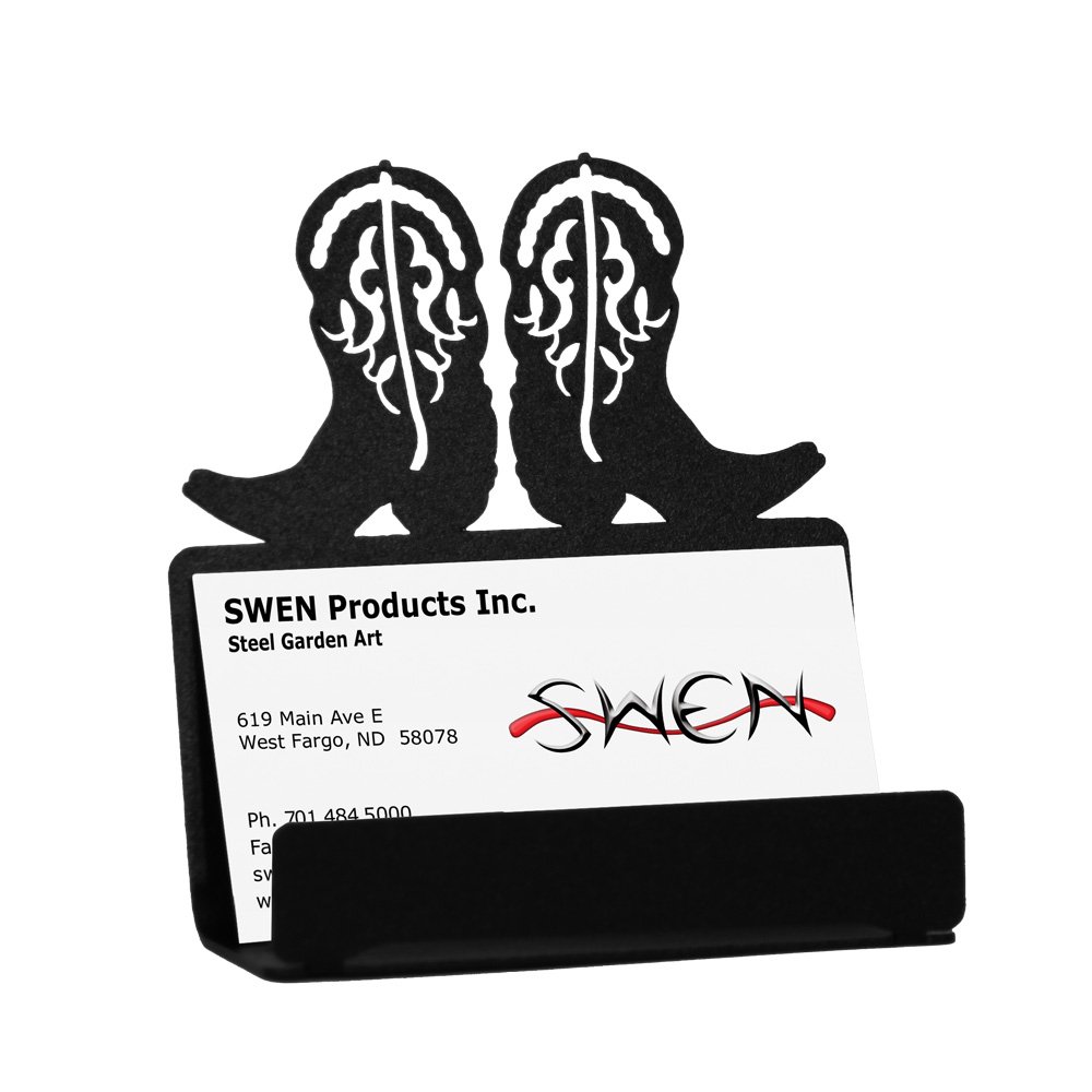 SWEN Products Cowboy Boots Steel Business Card Holder