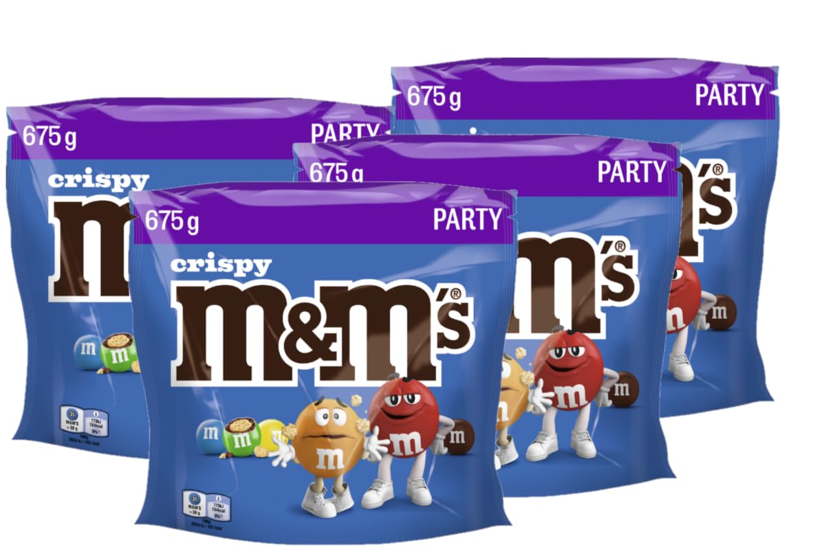 M&M´S Crispy 4x 675g (2700g) Schokolinsen I Knusperreiskern in Milchschokolade mit Zuckerüberzug