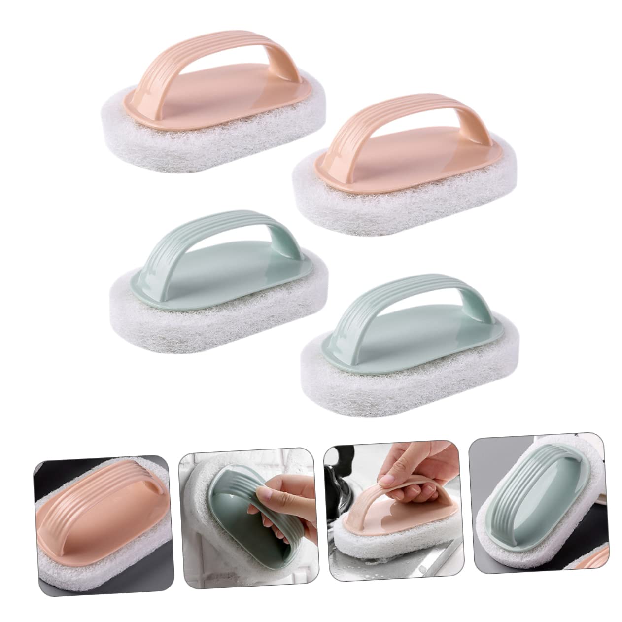Baluue 8piezas Esponja Limpiadora De Cocina Mango Cepillo De y Desincrustante para Fregar Azulejos y Superficies Pastel