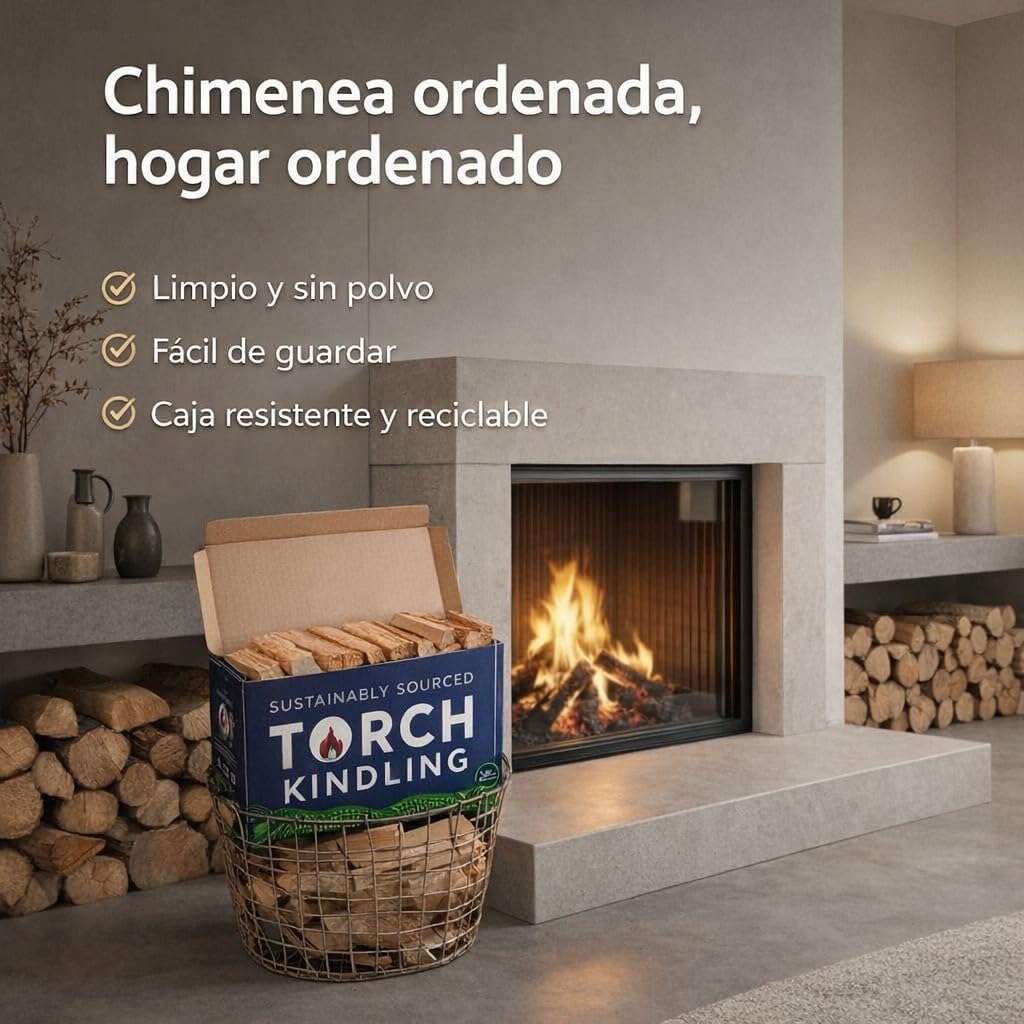 Torch Kindling - Encendedor Natural Secado al Horno para Estufas de leña, Barbacoa, Pizza, Chimenea, 2,5 kg, para encender carbón