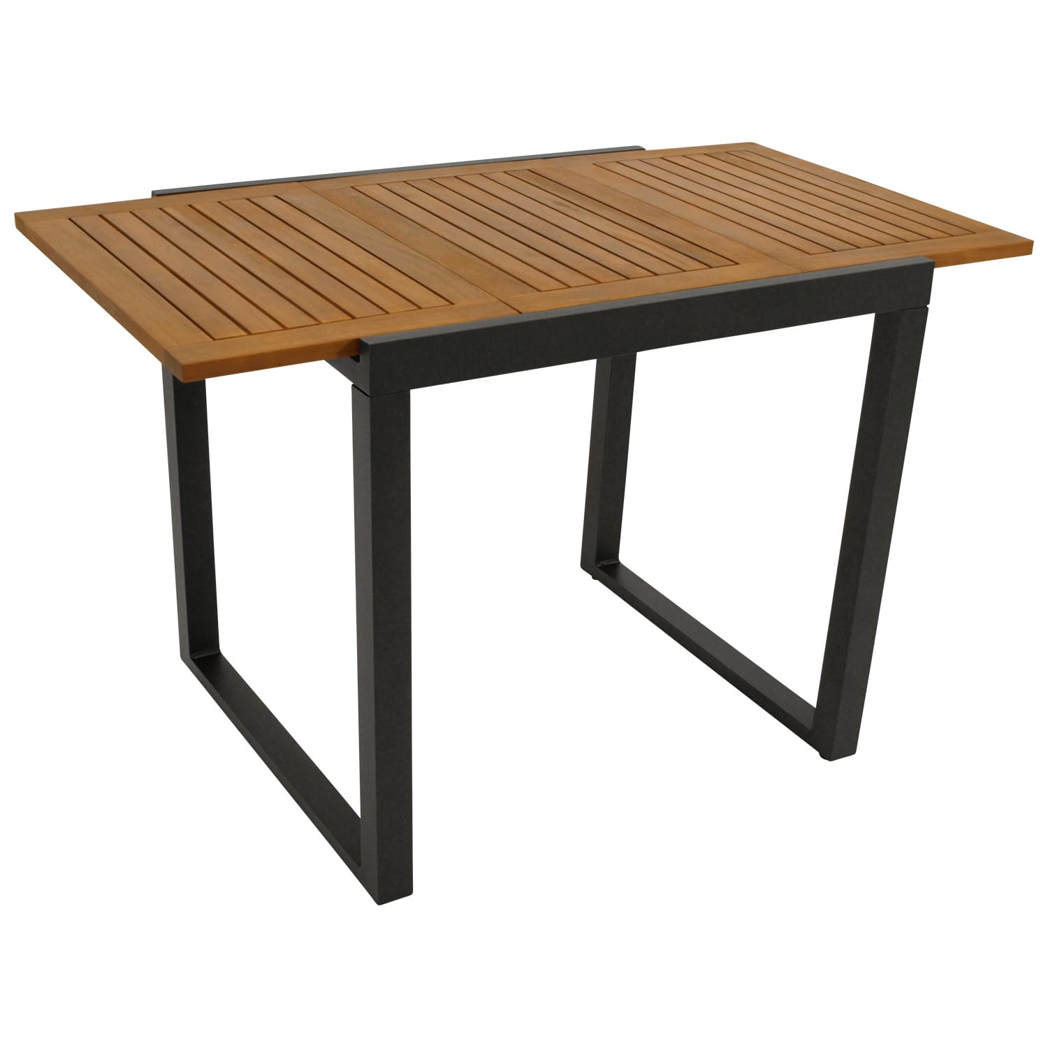 DEGAMO Gartentisch Balkontisch ausziehbar RIVELLO 80/120x70cm, Aluminium anthrazit + Akazienholz geölt, Outdoor, FSC®-Zertifiziert