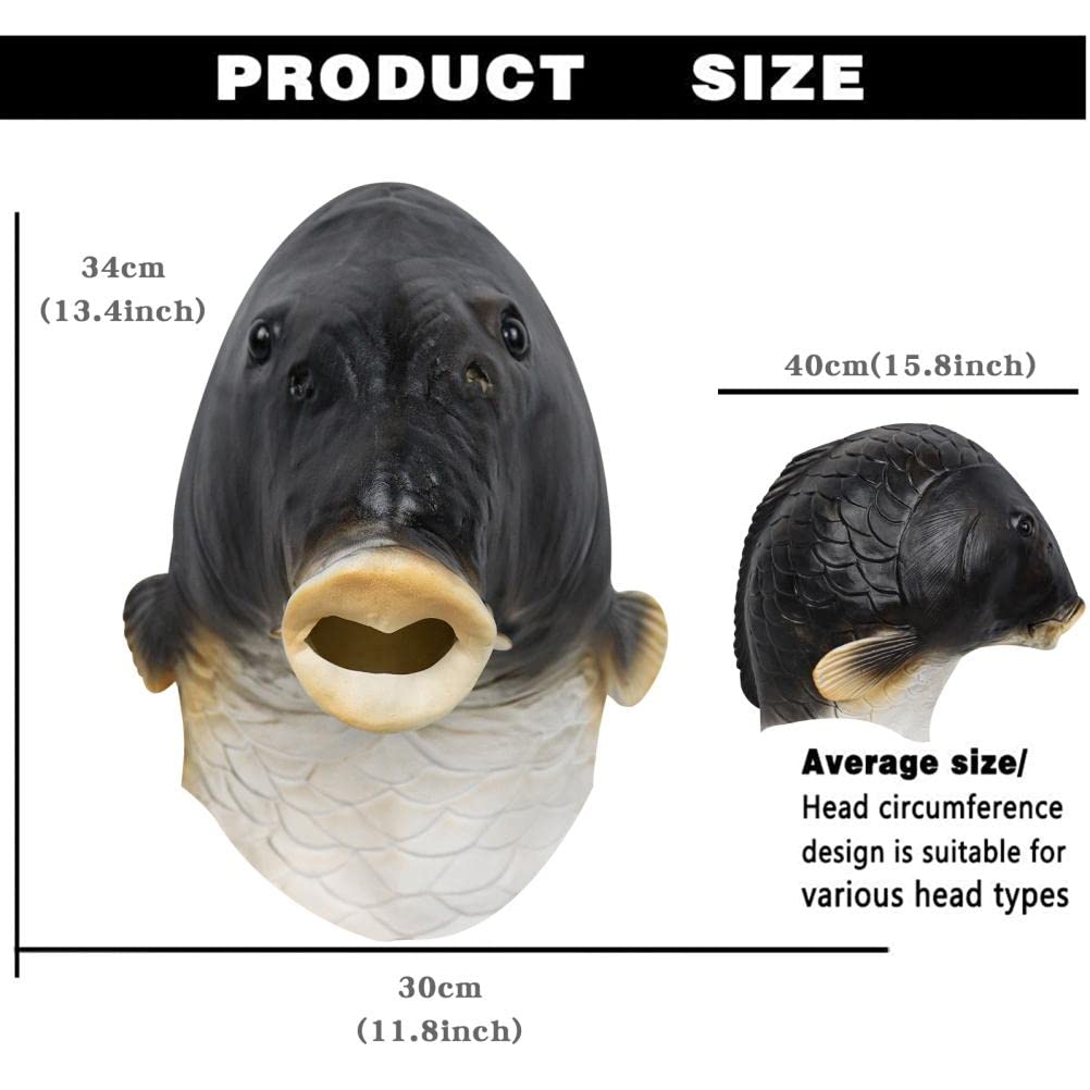 BSTCAR Fish Mask, Animal Latex Full Head Mask for Adults Costume Mask for Halloween Carnival, Party, Cosplay - Image 4