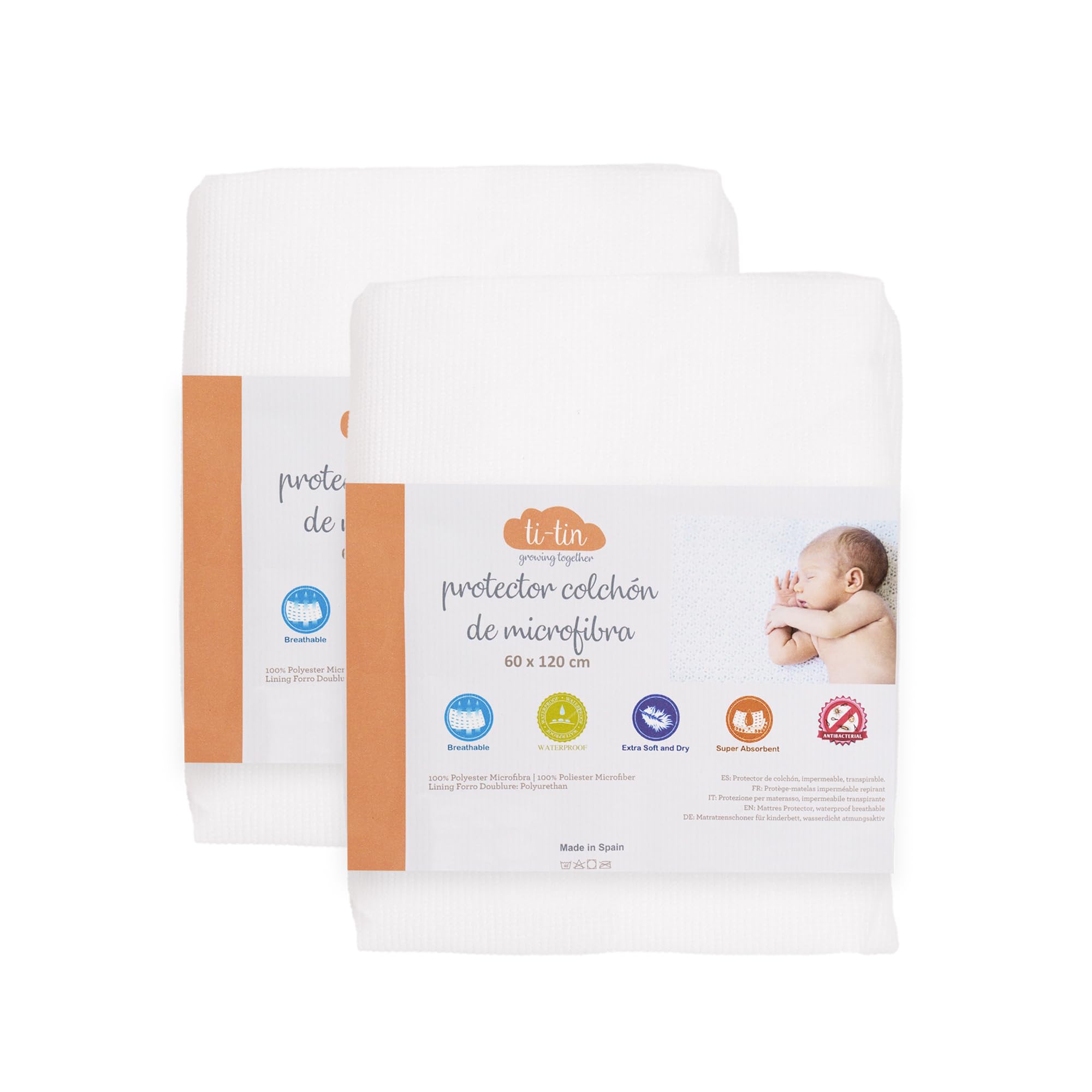 Protège matelas 60x120 cm bébé Ti TIN en coton lot de 2