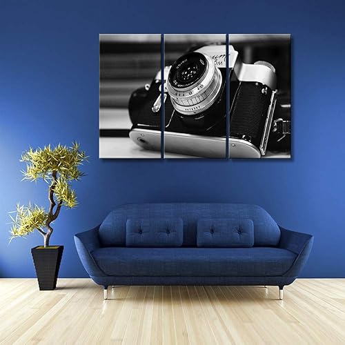 Miniatura 4 de 3 paneles de imágenes retro de cámara antigua, arte de pared sobre lienzo, pintura moderna para el hogar, decoración de pared, sala de estar,
