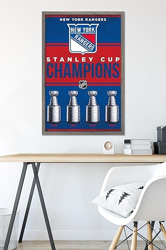 Miniatura 6 de Trends International NHL New York Rangers - Póster de pared de Champions 23, 22.37 x 34.00 pulgadas, versión enmarcada de madera de granero