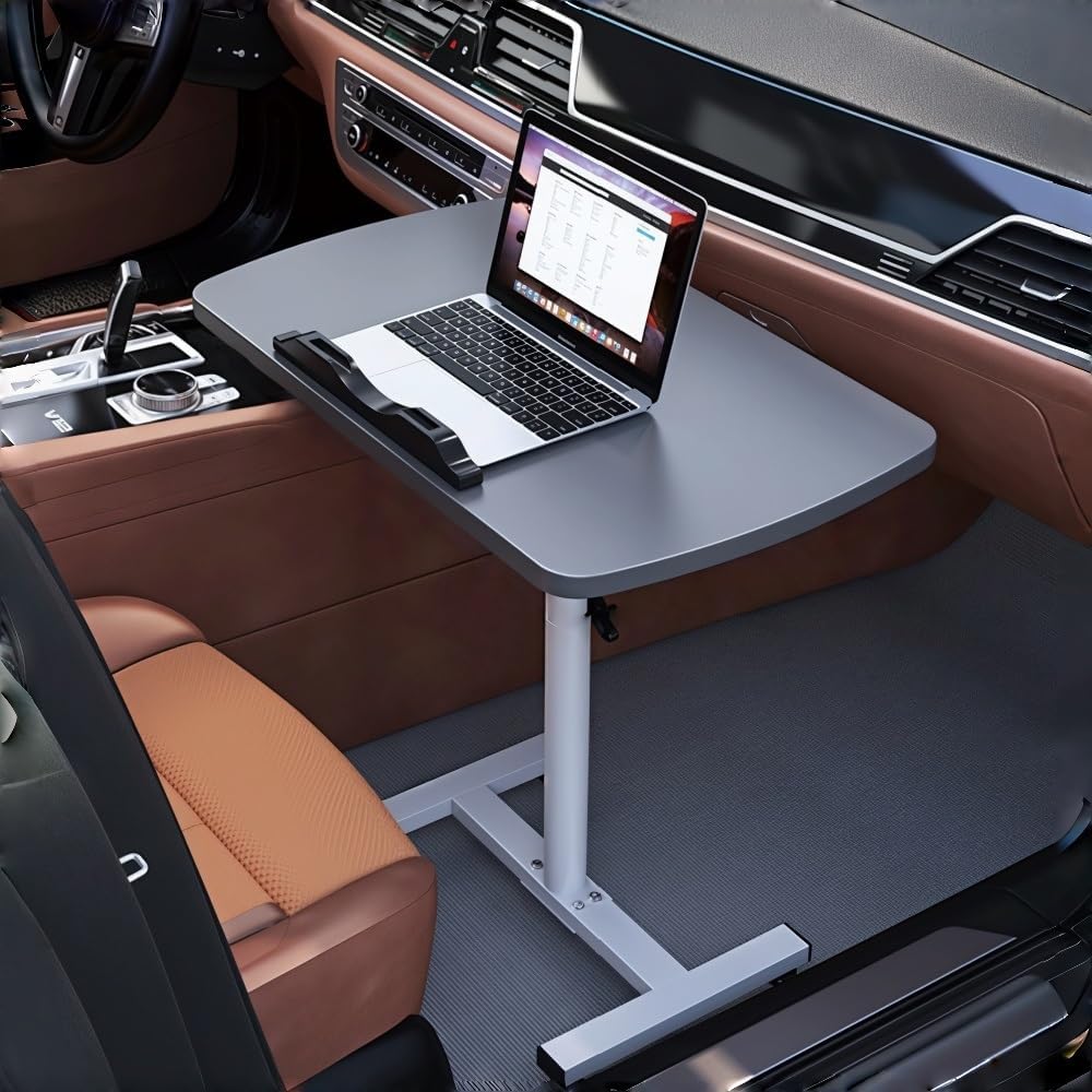 RV Folding Table with Adjustable Height, Flip Down Dinette Desk with Reinforced Steel Frame, Space-Saving RV Table for Campervans and Motorhomes(Gray,Small)