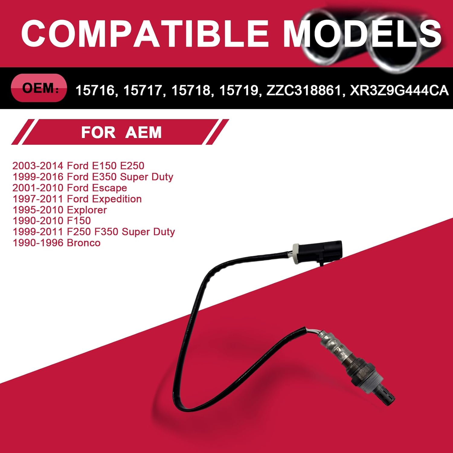 Oxygen Sensor Upstream Downstream for 1990-2014 Ford F150 F250 Ranger Expedition Explorer Escape, Lincoln & More Replace,Mazda Tribute, 15717, 15664, 15716, ZZC318861(2PCS)