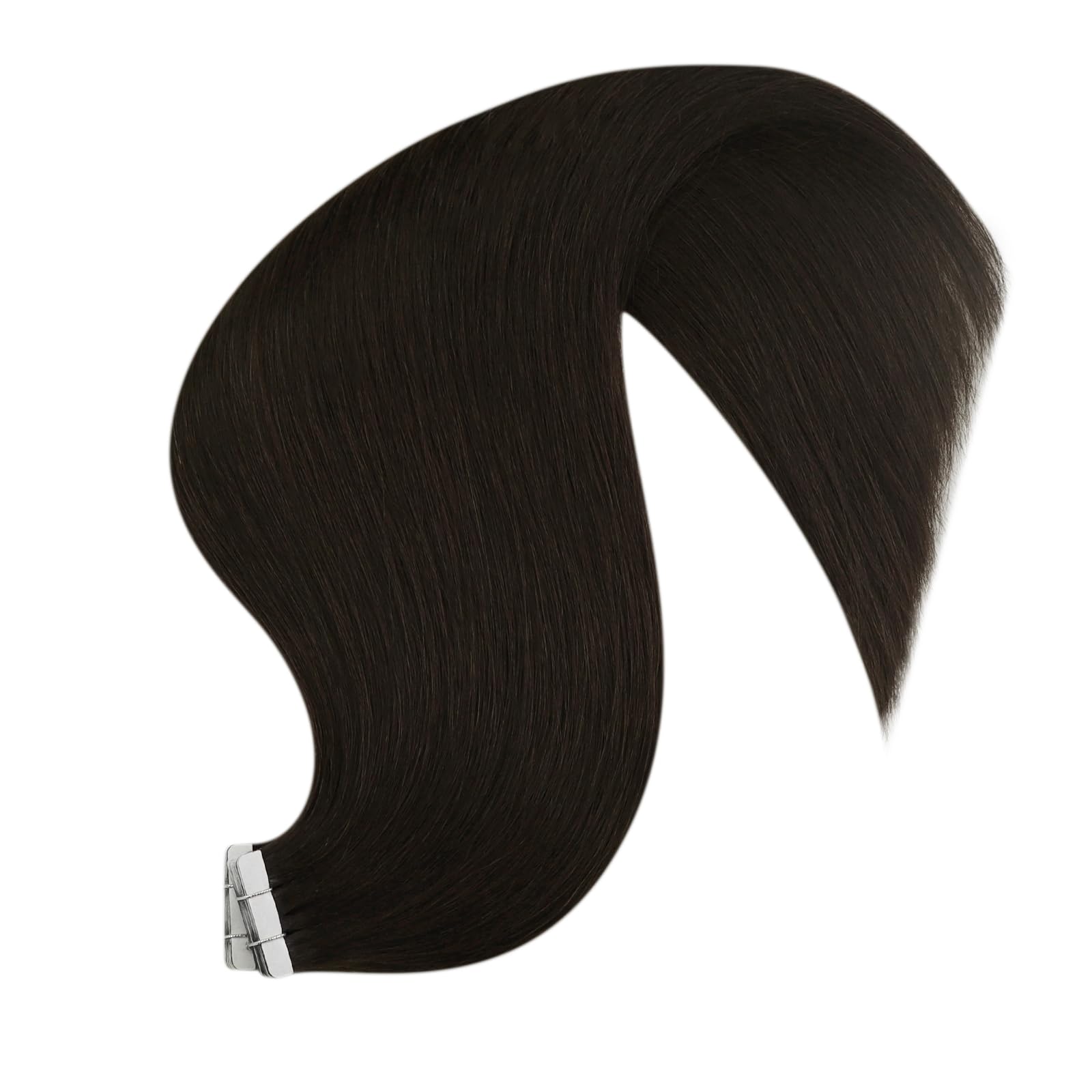 YoungSee Tape in Hair Extensions Dark Brown Tape in Natural Hair Extensions Brown Tape Extensions Human Hair Darkest Brown Real Human Hair Tape in Extensions for Women 22in 20pcs 50g — view 9