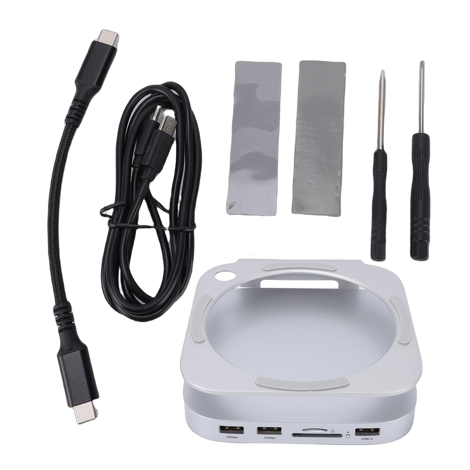 Yosoo Health Gear Dock Adatto per Supporto Docking Station per Computer Desktop M4 in Metallo con Custodia NVMe da 8 TB, 2 Slot per Schede USB A da 10 Gbps e Alimentazione USB C per la