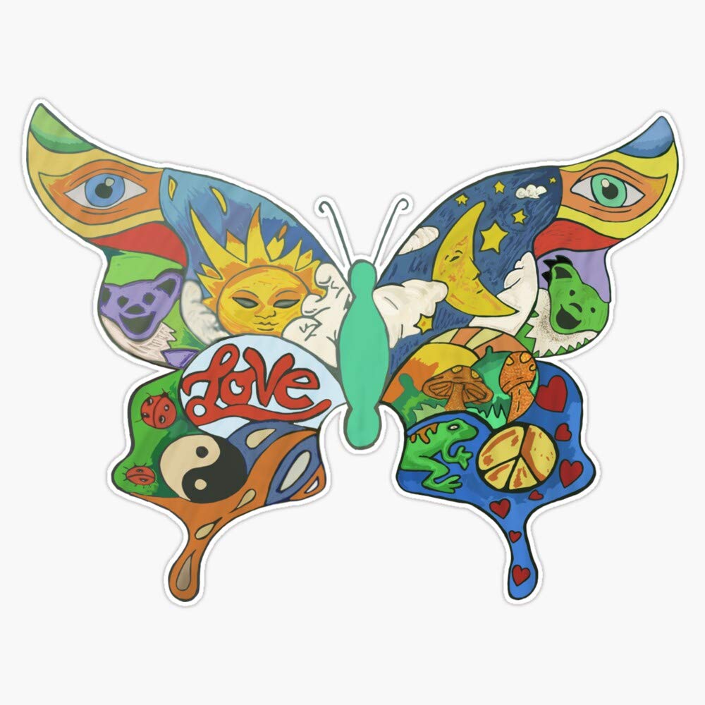 Psychedelic Butterfly Vinyl Waterproof Sticker Decal Car Laptop Wall Window Bumper Sticker 5"