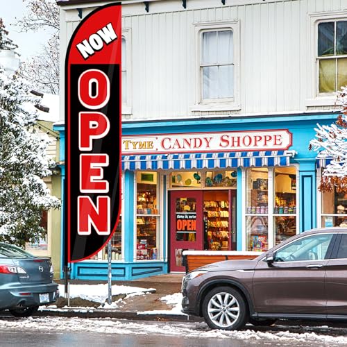 image for Hahafelt 3 Pcs Now Open Banner Feather Flag 12 Feet Tall Advertising F