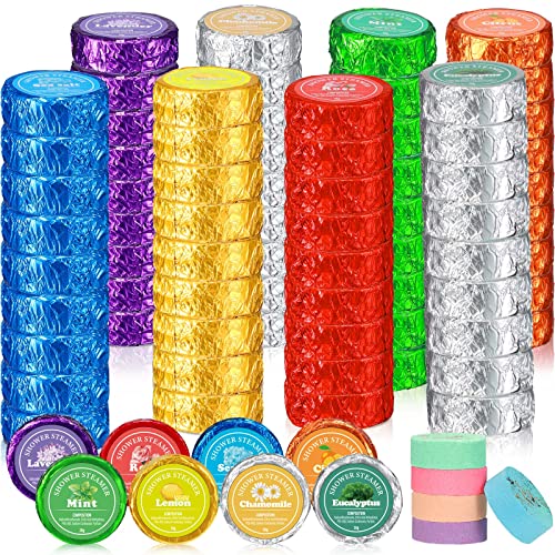 72 Pcs Shower Steamers Aromatherapy Bulk for Women Men 8 Scents Shower Bombs with Essential Oil Individually Wrapped Bath Shower Tablets Birthday Wedding Gift for Self Care, Relaxation, Spa Day
