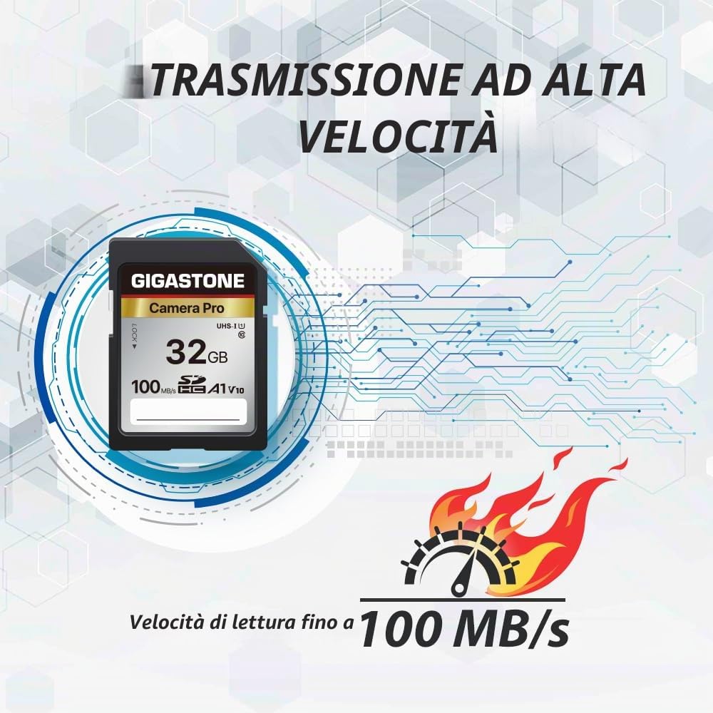 Gigastone Scheda di memoria SDHC da 32 GB, fotocamera Pro seriale, confezione da 5 schede, velocità fino a 100 MB/s. Compatibile con fotocamera Canon Nikon Sony Videocamera A1 U1 V10 UHS-I Classe 10