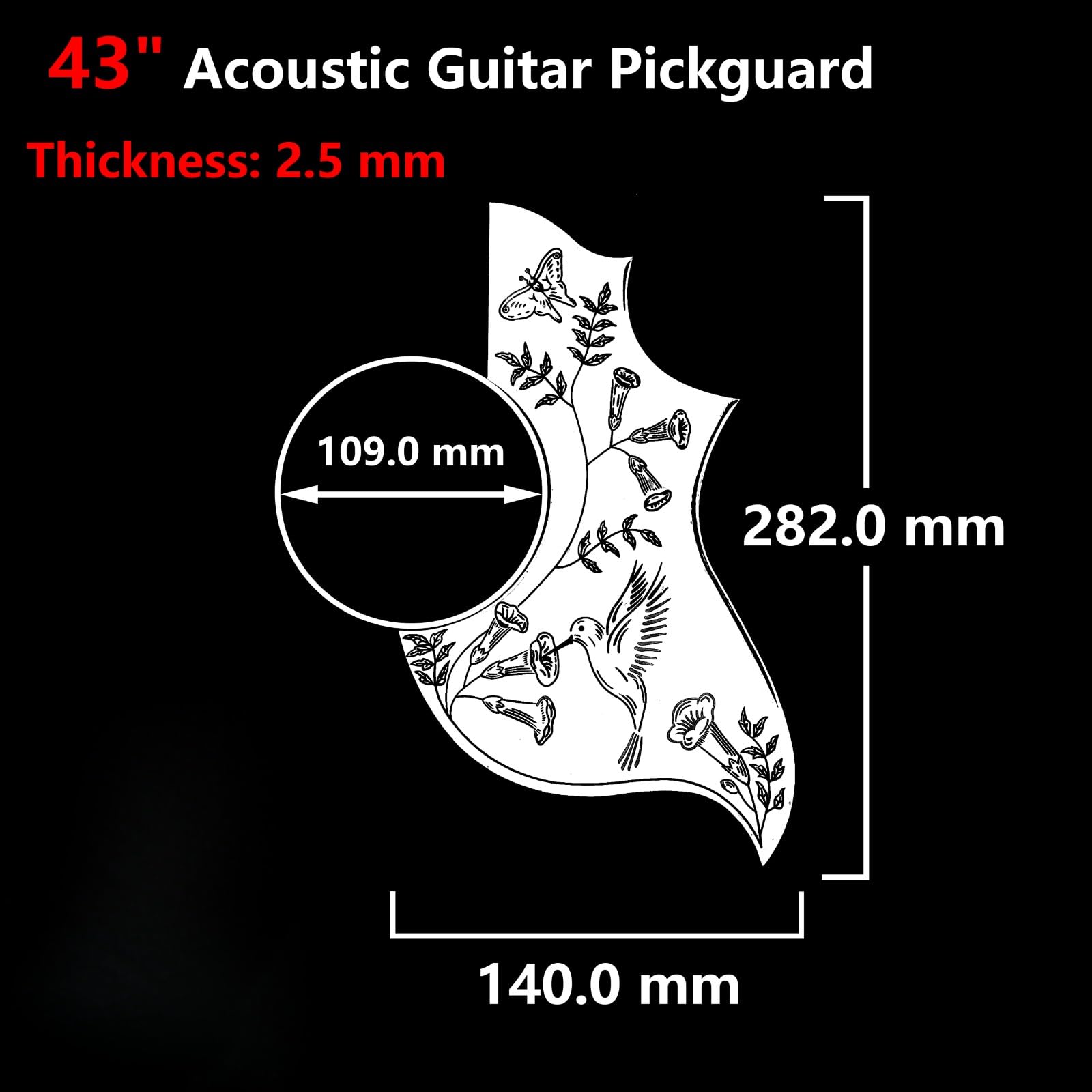 Battipenna per chitarra, Battipenna autoadesivo for chitarra acustica con motivo a venature del legno for parti di ricambio Taylor