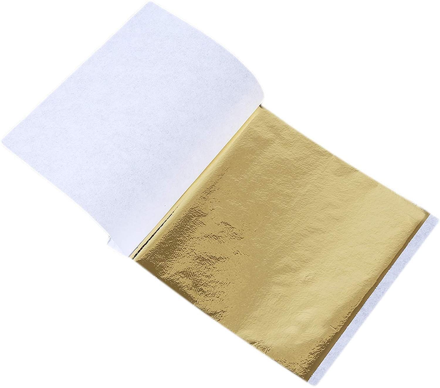 Generic 100 Sheets Imitation Gold Leaf, Baking Gold Leaf, Silver Leaf for Arts Project, Gilding Crafting, Furniture Decoration Attractive Processed