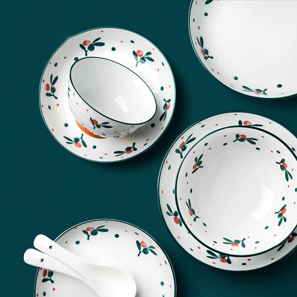 Zestaw talerzy i misek, z delikatnej porcelany, 18-częściowy zestaw naczyń, ceramiczny serwis obiadowy dla 6 osób, talerze obiadowe