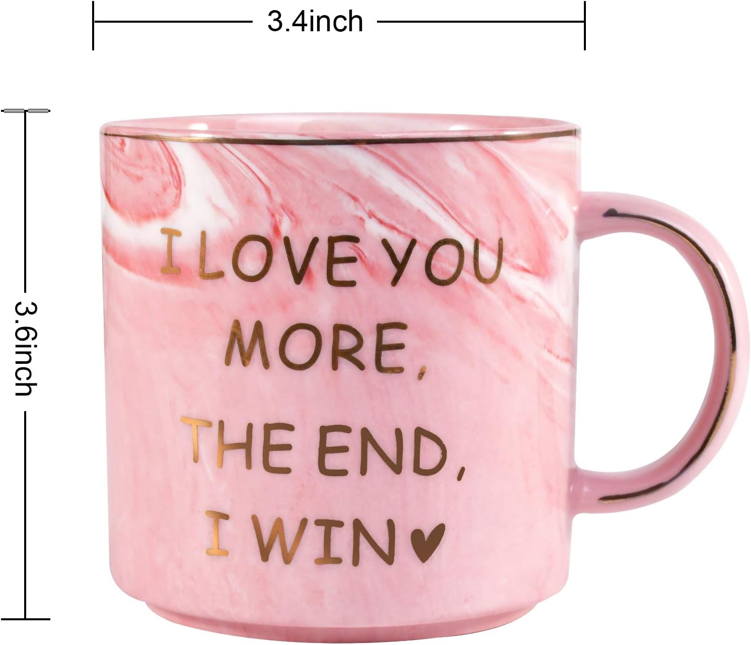 Top Brands OEAGO Funny Gifts Mug for Girlfriend Women Wife. Funny Gifts 12 oz Marble Pink Coffee Mug,Christmas Valentine's Day Birthday Gift for Her Him Wife Print I Love You More The End I Win