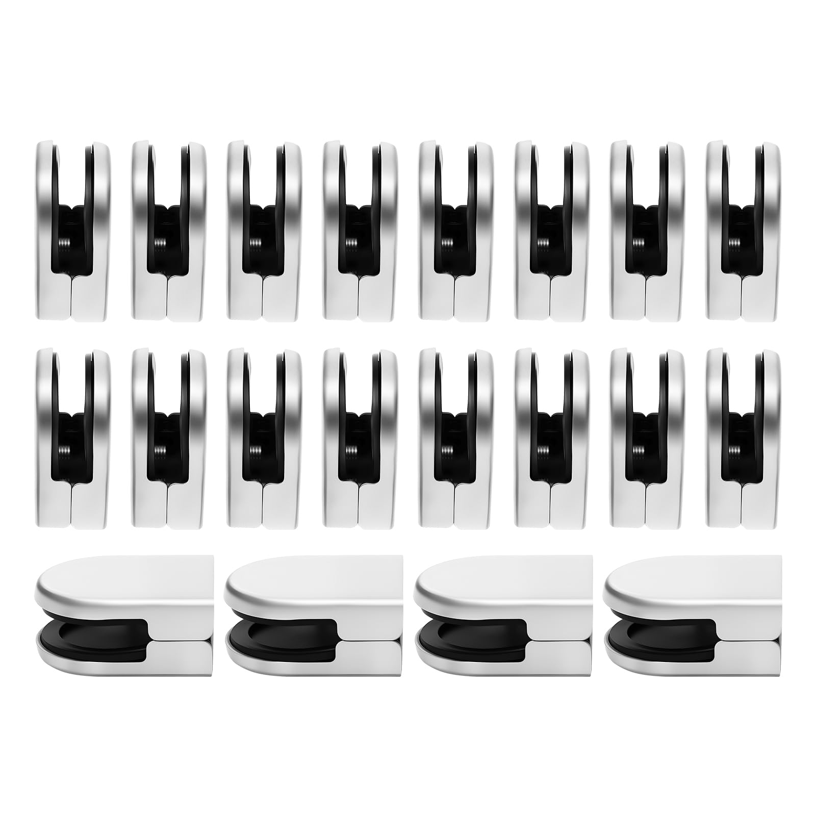 Morsetto in vetro inox 304, set di 20 pezzi, supporto in vetro balaustra 8-10 mm, morsetto per braccio senza foratura, fissaggio per scale doccia, argento