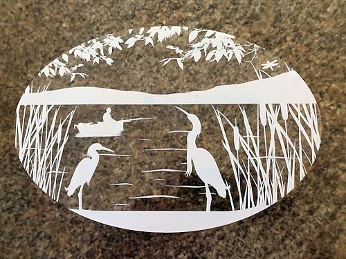 Miniatura 3 de DCentral Heron Scene- Calcomanía decorativa de vinilo para ventana "grabado" de 8 x 12 pulgadas. Los objetos son opacos, el fondo es transparente
