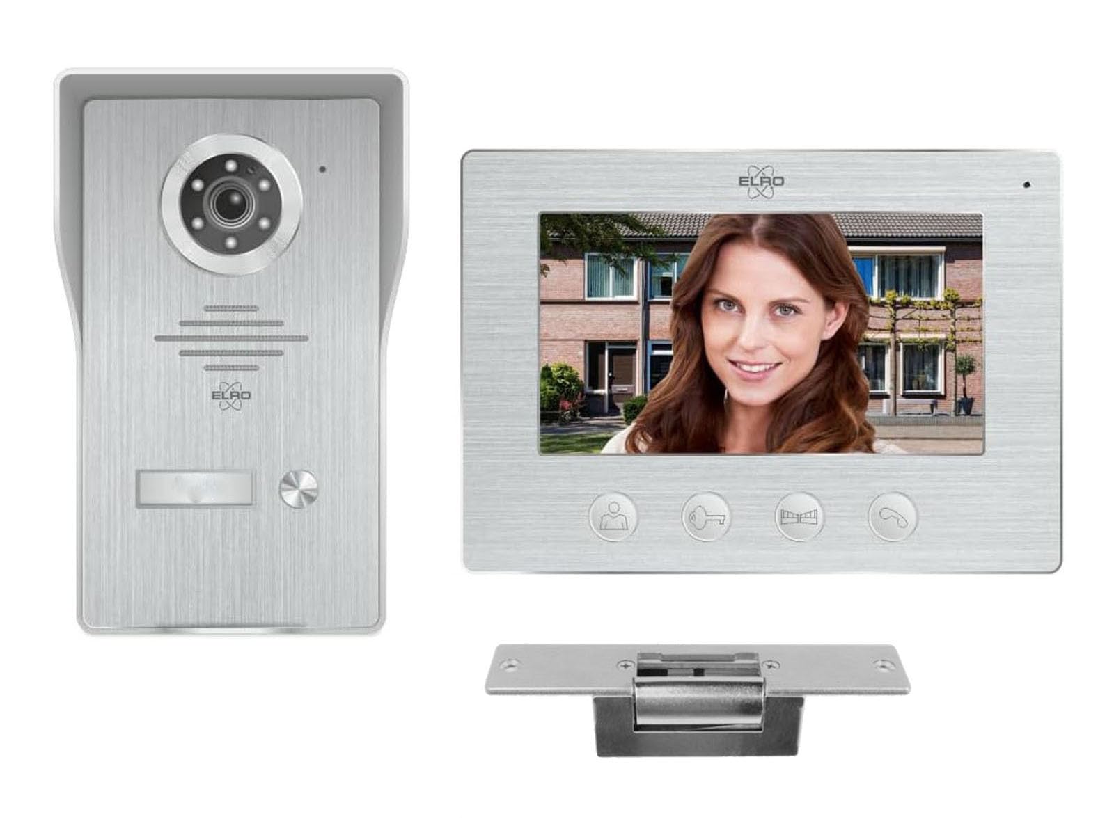 ELRO Video Türsprechanlage mit 7 Zoll Innenmonitor & Türöffner, 4-Draht Außenstelle mit Kamera