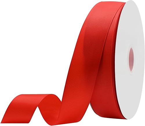Cinta de grogrén roja de 58 pulgadas x 100 yardas para manualidades, lazos para el cabello, envoltorios de regalos, artes, costura floral de grogrén
