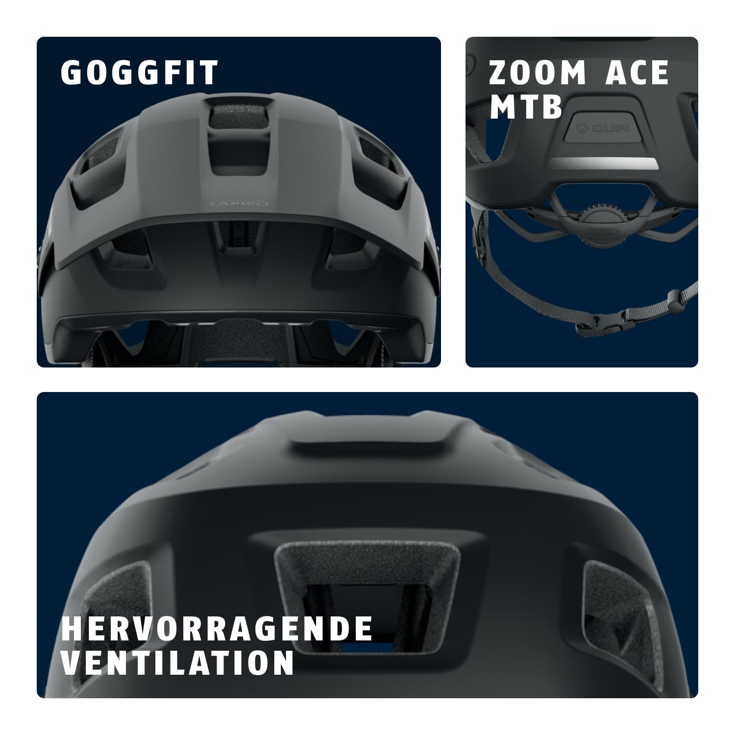 ABUS MTB-Helm MoDrop - robuster Fahrradhelm mit guter Belüftung für Mountainbiker - individuelle Passform - für Damen und Herren - Schwarz Matt, S