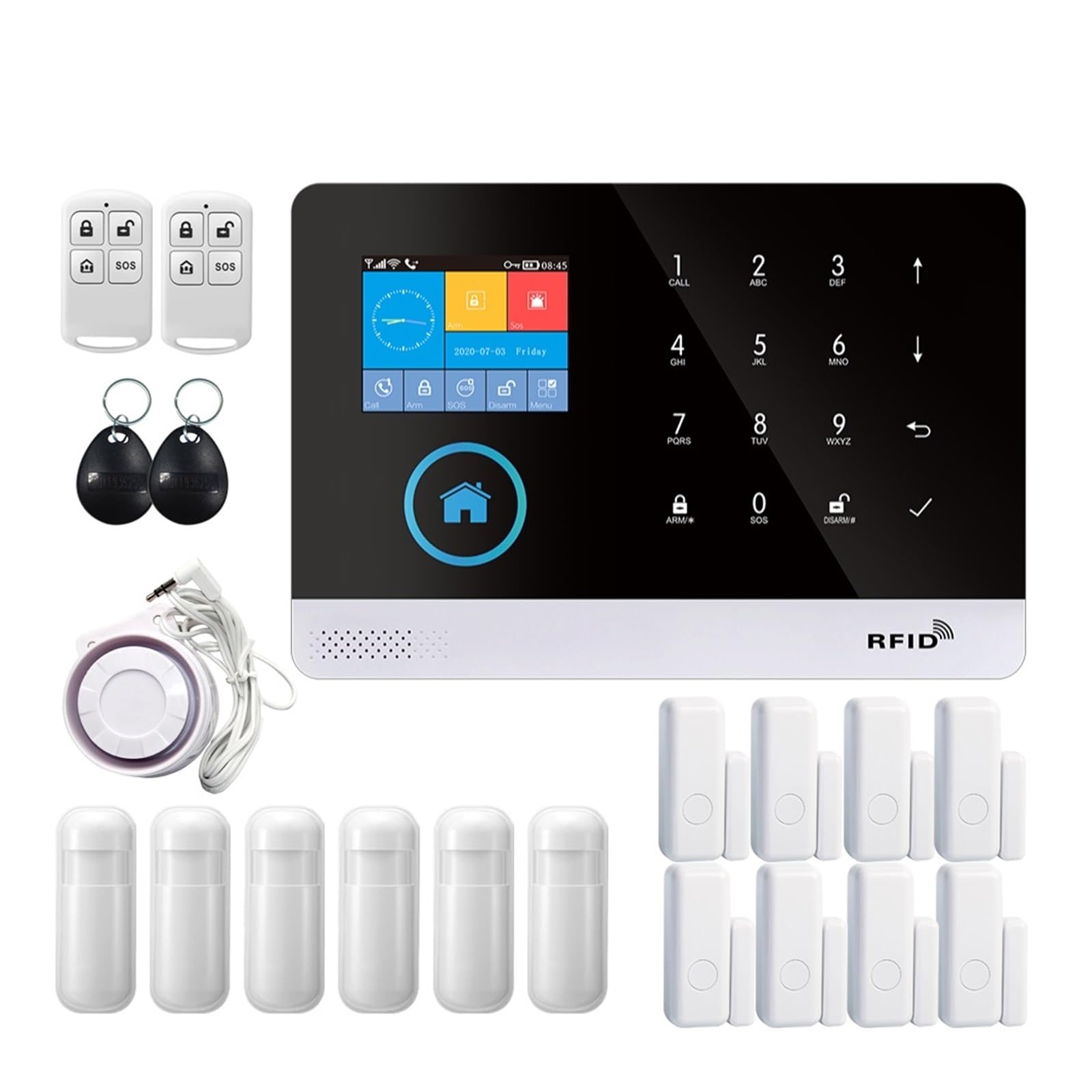 Sistema de Alarma Sistema De Alarma WiFi 4G, Control por Aplicación Tuya Smart Life For Alarma DE Seguridad For EL HOGAR, Sensor PIR, Sensor De Puerta, Kit De Casa Inteligente, Panel De Alarma contra