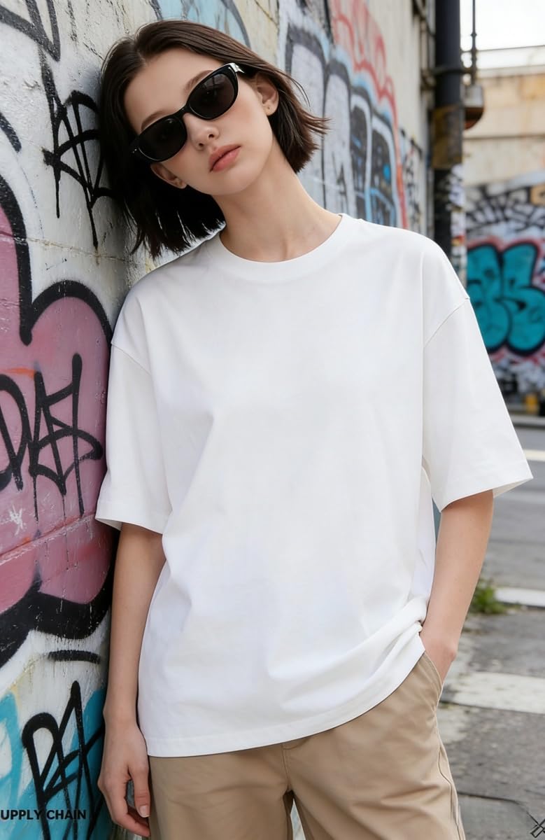 Confezione da 4 magliette oversize da uomo a girocollo a maniche corte, magliette basic casual streetwear