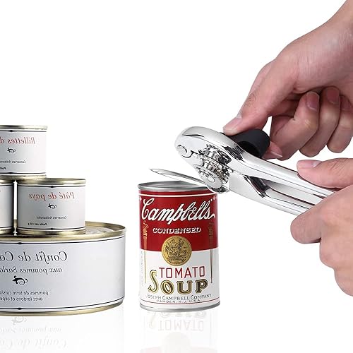 Miniatura 2 de Abrelatas manual, abrelatas manualabrebotellas para cocina y restaurante, mango suave y cómodo, hoja afilada de acero inoxidable, con perilla