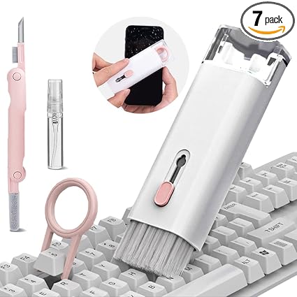 JIG'sMART 7 in 1 Electronic Cleaner kit, Cleaning Kit for Monitor Keyboard Airpods MacBook iPad iPhone iPod, Screen Dust Brush Including Soft Sweep, Swipe, Airpod Cleaner Pen, Key Puller