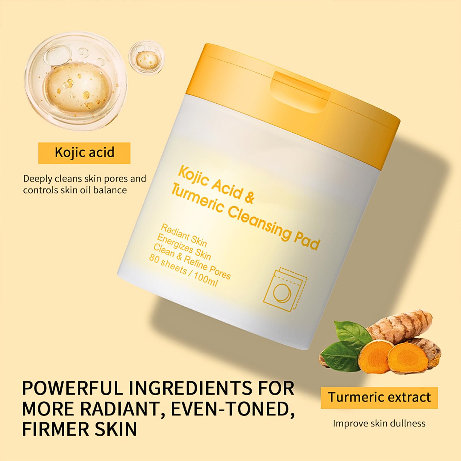 40-120 Pads Nettoyants Au Curcuma Et Acide Kojique - Soin Visage, Lot B2B1, Neuf, Sans Marque