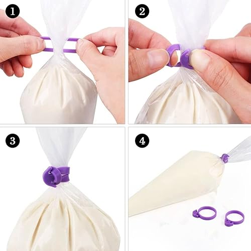 Miniatura 6 de Juego de 30 boquillas largas de glaseado de color crema, suministros de decoración de pasteles con anillos de silicona, cepillo de limpieza, kit de