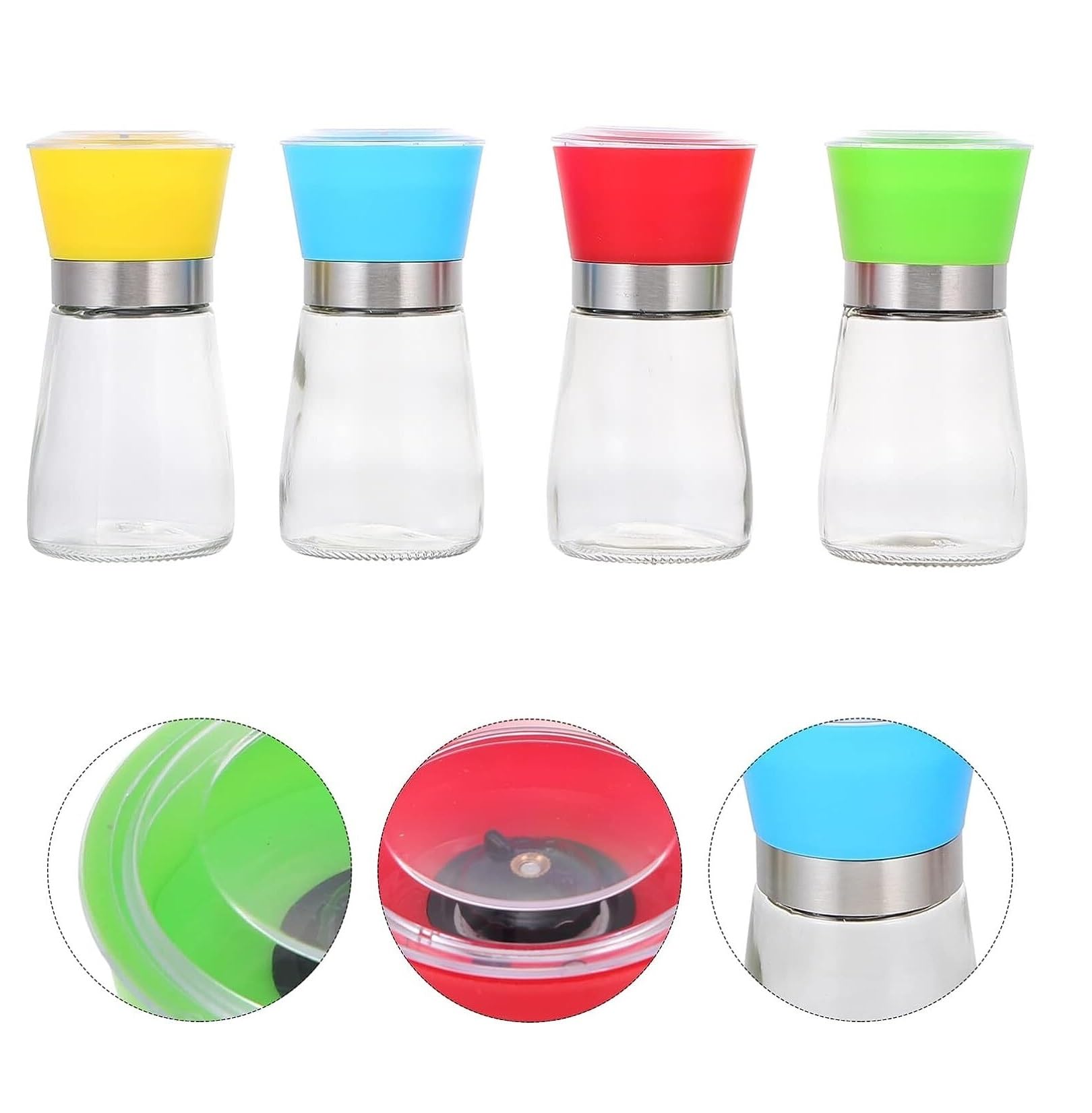 Moulin À Poivre Et Sel Bocaux De Broyeur, Opération Cuisson, Récipients en Verre, Shaker Poivre pour Moudre L'assaisonnement, 4 Pièces Broyeur À Épices